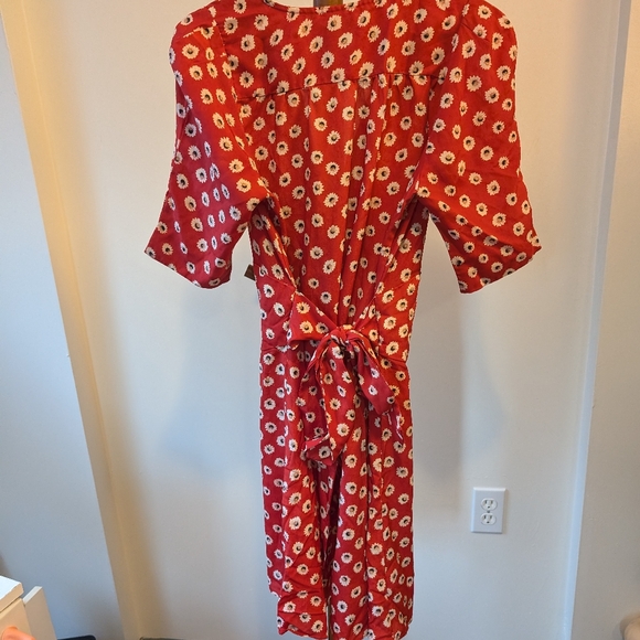 Coco Fennel Red Floral Lace-Up Mini Dress Size 14 - Picture 3 of 5